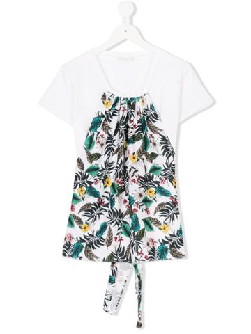 Liu Jo Kids Teen Contrast Tie-back T-shirt - White