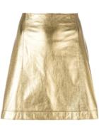 Theory Metallic (grey) A-line Skirt, Women's, Size: 4, Lamb Skin