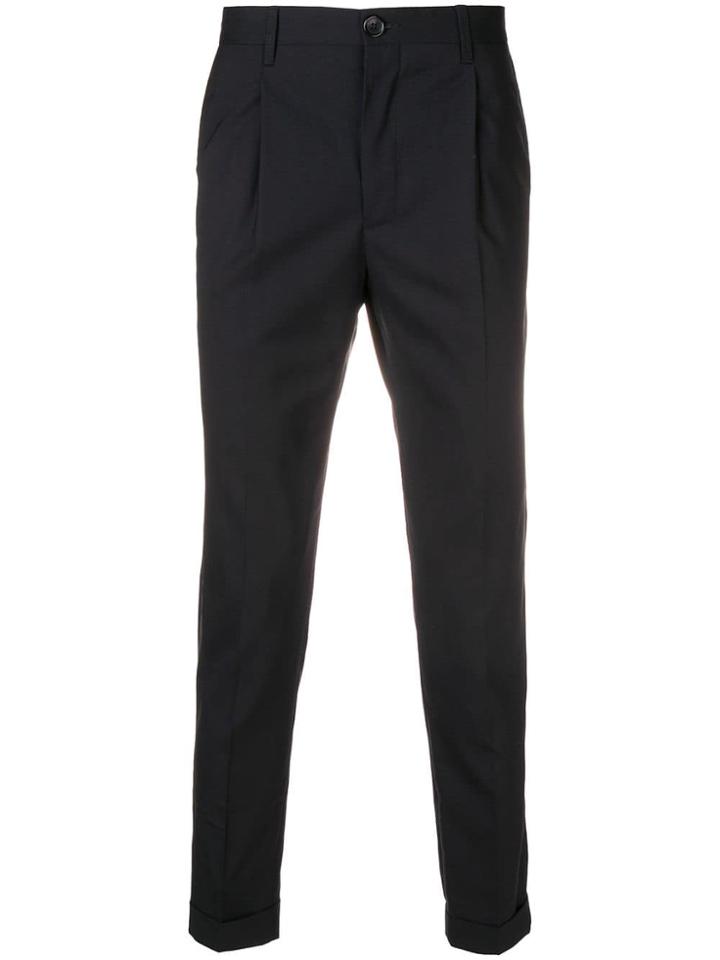 Ps By Paul Smith Pleated Straight-leg Trousers - Black