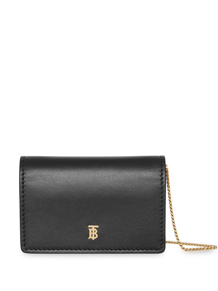 Burberry Leather Card Case With Detachable Strap - Black