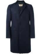 Burberry Single Breasted Coat, Men's, Size: 50, Blue, Wool/cashmere/acetate/viscose