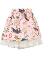 Red Valentino Forest Print Full Skirt - Pink & Purple