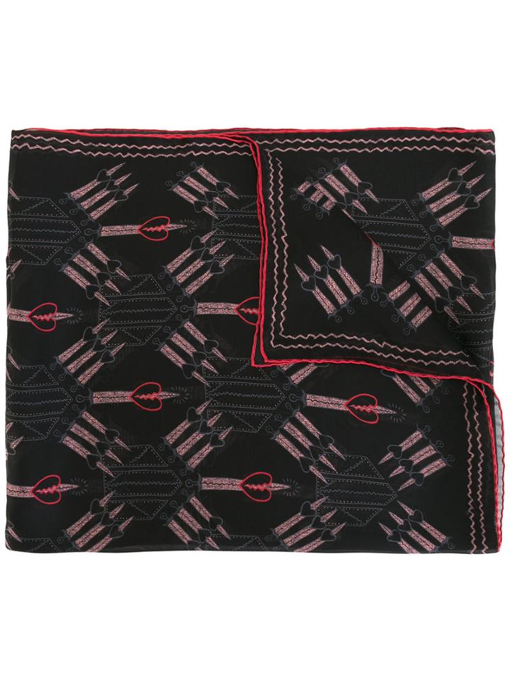 Valentino - Printed Scarf - Women - Silk - One Size, Black, Silk