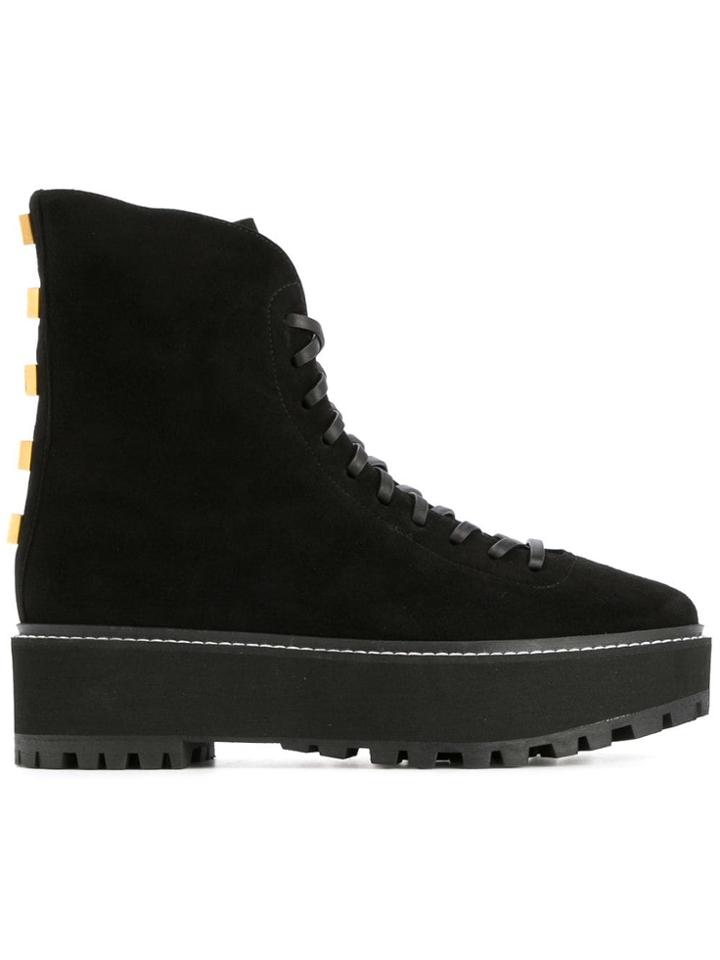 Stuart Weitzman Platform Lace-up Boots - Black