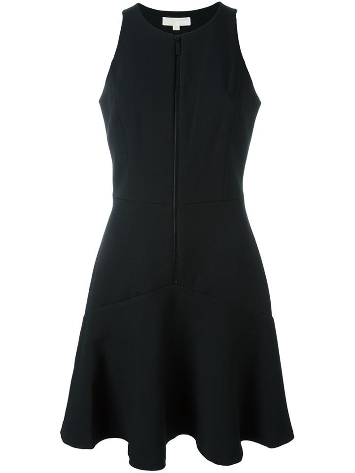Michael Michael Kors Flared Zipped Dress, Women's, Size: 8, Black, Polyester/spandex/elastane