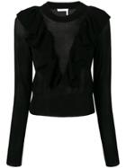 See By Chloé Sheer Ruffled Pullover - Black