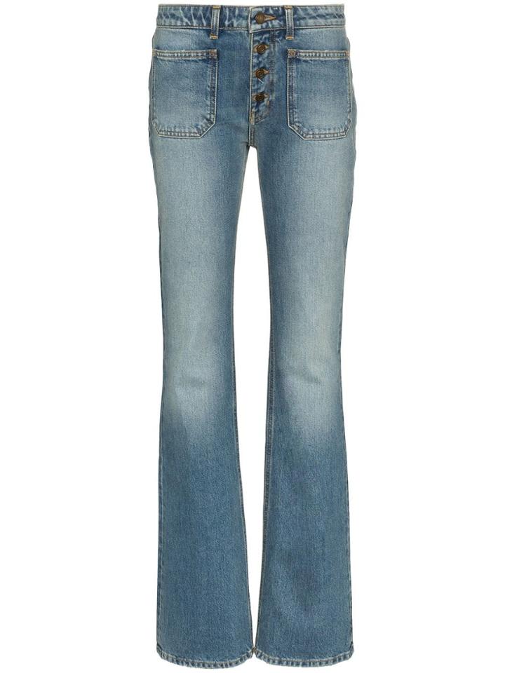 Saint Laurent Button Up Flared Jeans - Blue
