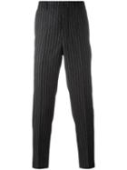 Ami Alexandre Mattiussi Pinstriped Tapered Trousers, Men's, Size: 44, Black, Wool/polyamide/polyester