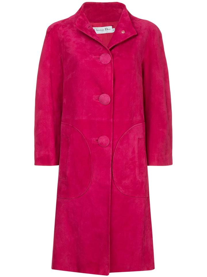 Christian Dior Vintage Nubuck Single-breasted Coat - Pink