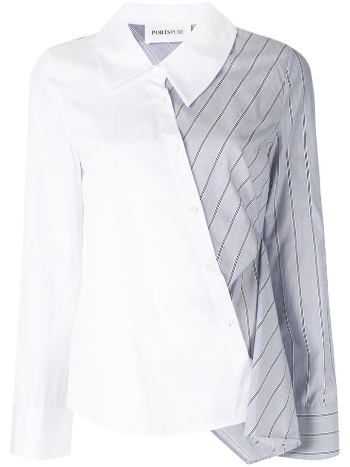Portspure Asymmetric Contrast-panel Shirt - White