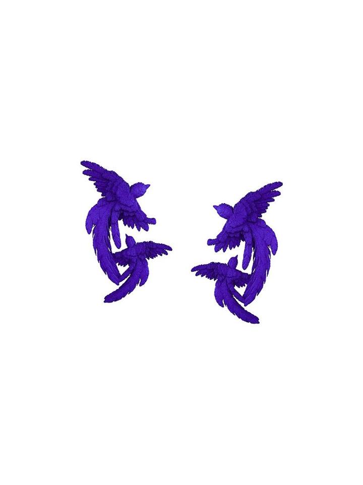 Olgafacesrok Double Bird Earrings, Women's, Blue