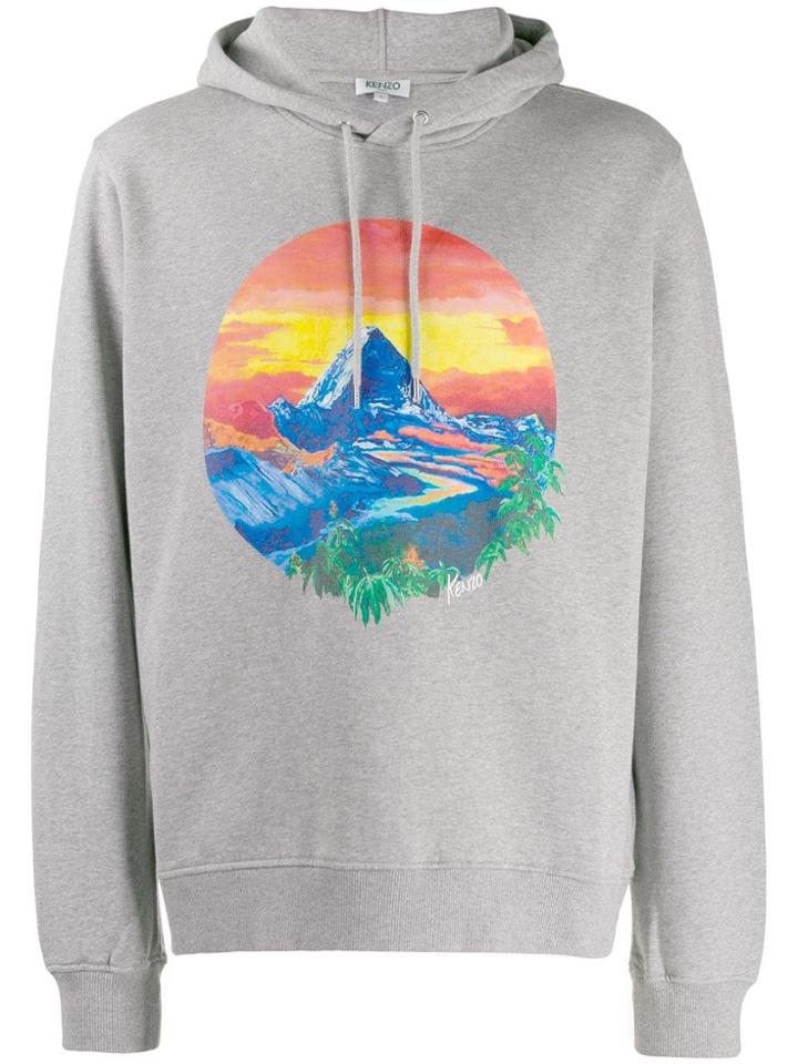 Kenzo Graphic Print Hooded Sweatshirt - Grey