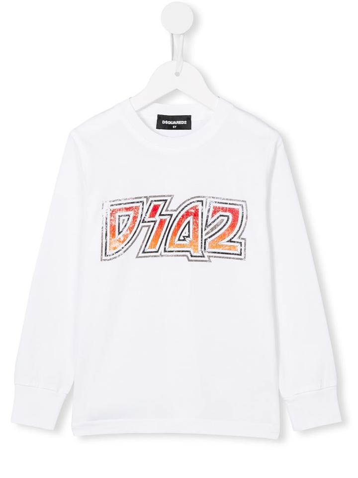 Dsquared2 Kids 'diaz' Long Sleeved T-shirt, Boy's, Size: 8 Yrs, White
