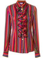 Versace Vintage Ruffled Striped Shirt - Multicolour