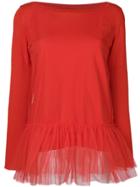 P.a.r.o.s.h. Tulle Hem Blouse - Red
