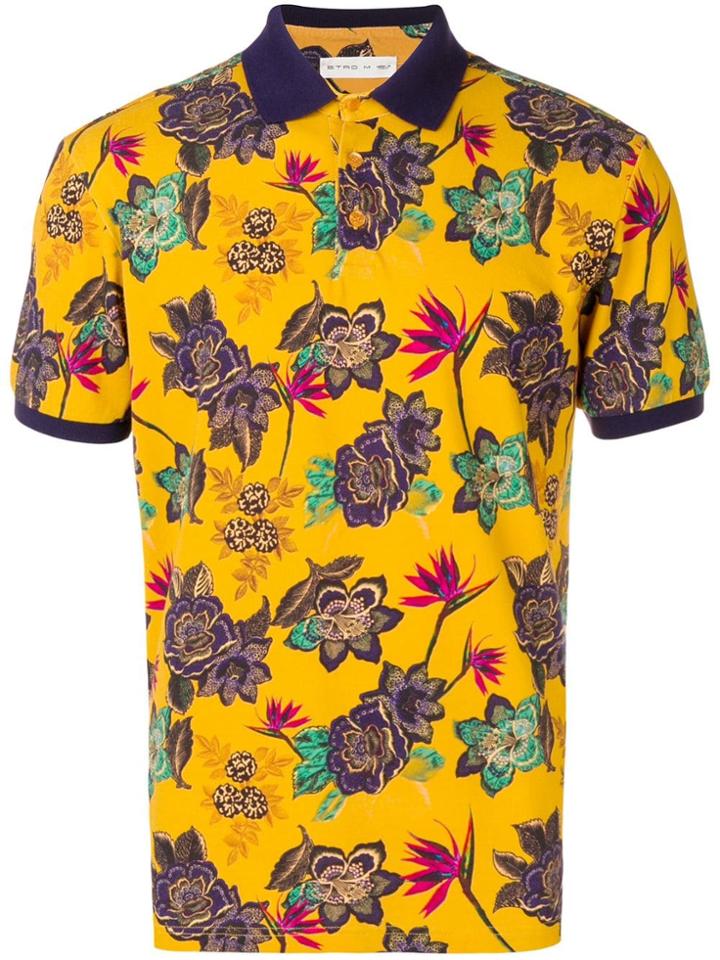 Etro Floral Print Polo Shirt - Yellow