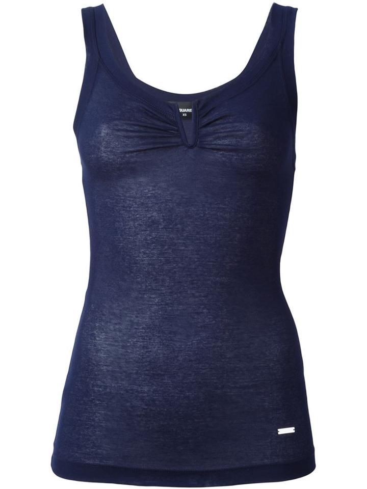 Dsquared2 Slash Neck Tank Top, Women's, Size: Large, Blue, Cotton