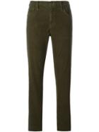 Current/elliott Corduroy Straight Leg Cropped Trousers, Women's, Size: 24, Green, Cotton/spandex/elastane