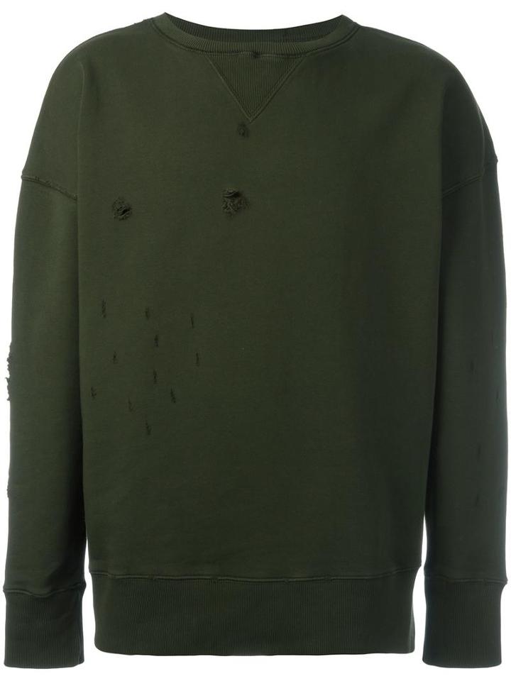 Faith Connexion Distressed Sweatshirt, Men's, Size: Small, Green, Cotton