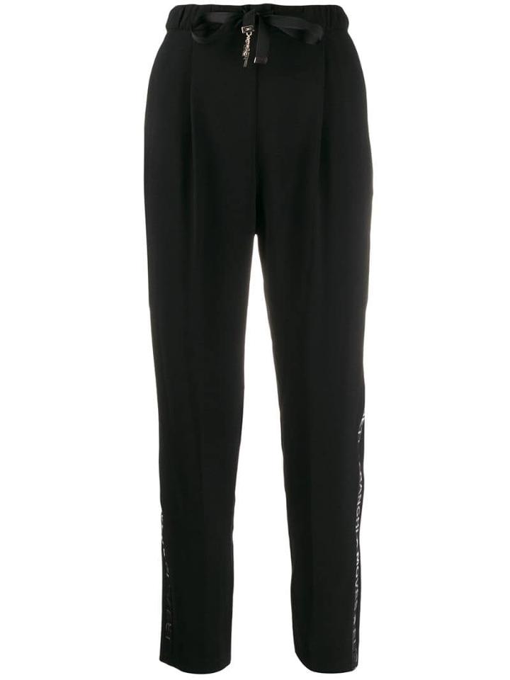 Elisabetta Franchi Ribbon Tie Tapered Trousers - Black