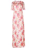 Giamba - Floral Print Long Dress - Women - Cotton/silk/polyester/spandex/elastane - 42, Pink/purple, Cotton/silk/polyester/spandex/elastane