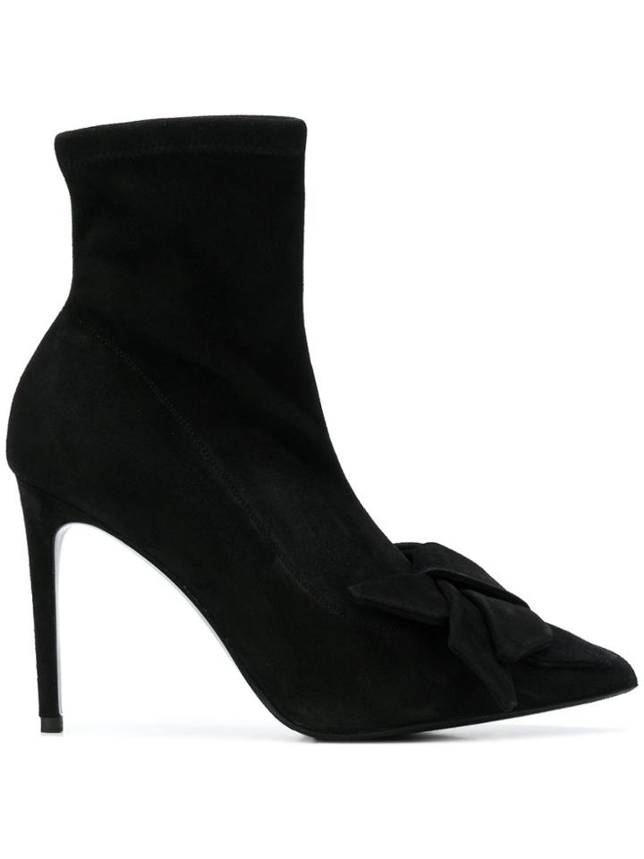 Alberto Gozzi Bow Pointed Boots - Black