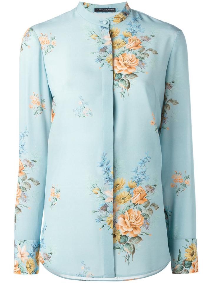 Alexander Mcqueen Floral Print Blouse, Women's, Size: 38, Nude/neutrals, Silk