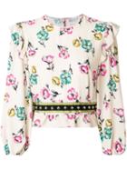 Red Valentino Ruffled Floral Blouse - Neutrals