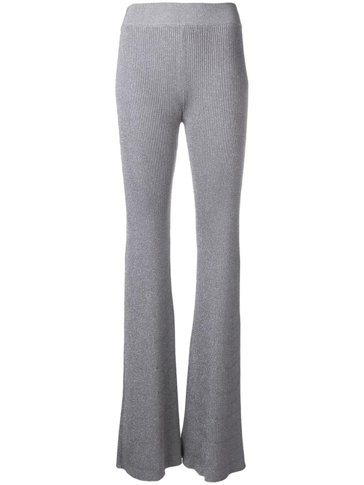 Nina Ricci Rib Knit Wide Leg Trousers - Metallic