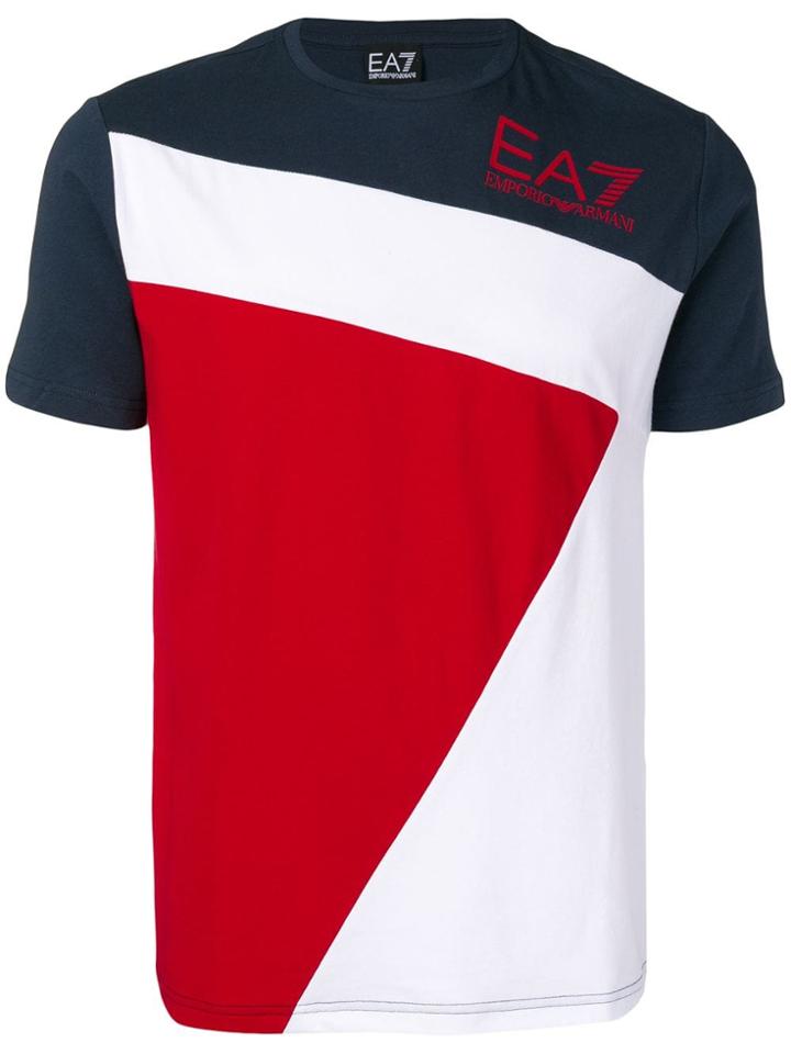 Ea7 Emporio Armani Logo Colour-block T-shirt - Blue