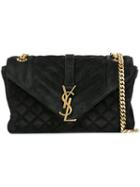Saint Laurent Medium 'monogram' Shoulder Bag, Women's, Black, Calf Suede/metal (other)