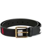 Burberry Canvas Check Belt, Men's, Size: 95, Black, Jute/cotton/calf Leather