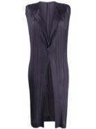 Pleats Please Issey Miyake Long Pleated Vest - Grey