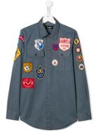 Dsquared2 Kids Teen Patch Detailed Shirt - Blue