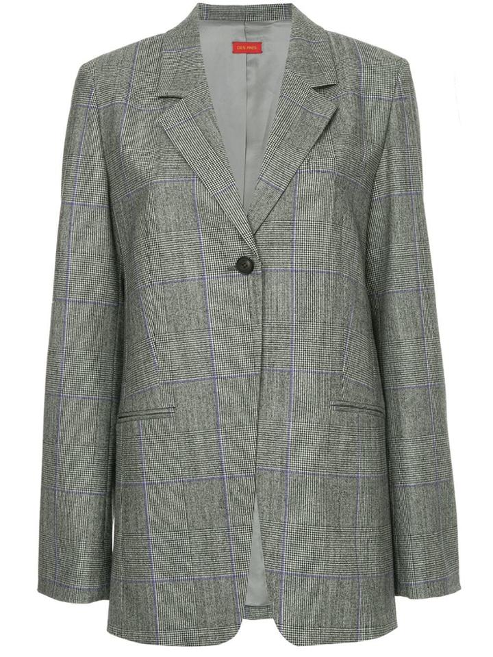 Des Prés Checked Longline Blazer - Grey