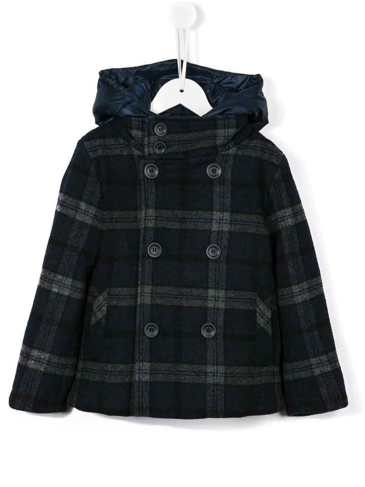 Herno Kids Checked Peacoat, Boy's, Size: 6 Yrs, Blue