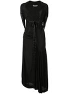 Preen Line Long Fringe Sleeve Dress - Black