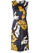 Cédric Charlier Leaf Print Sleeveless Dress