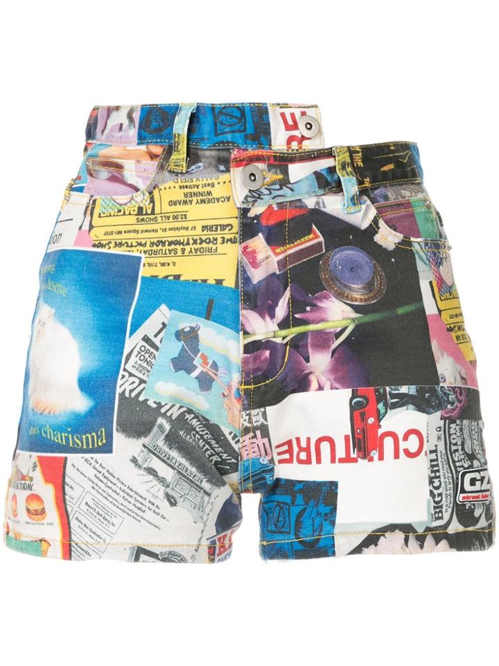 Ground Zero Asymmetric Printed Shorts - Multicolour