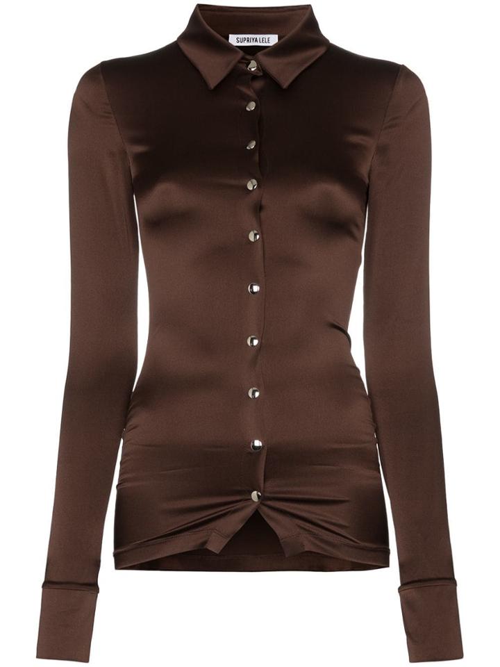 Supriya Lele Gape Popper Button Shirt - Brown