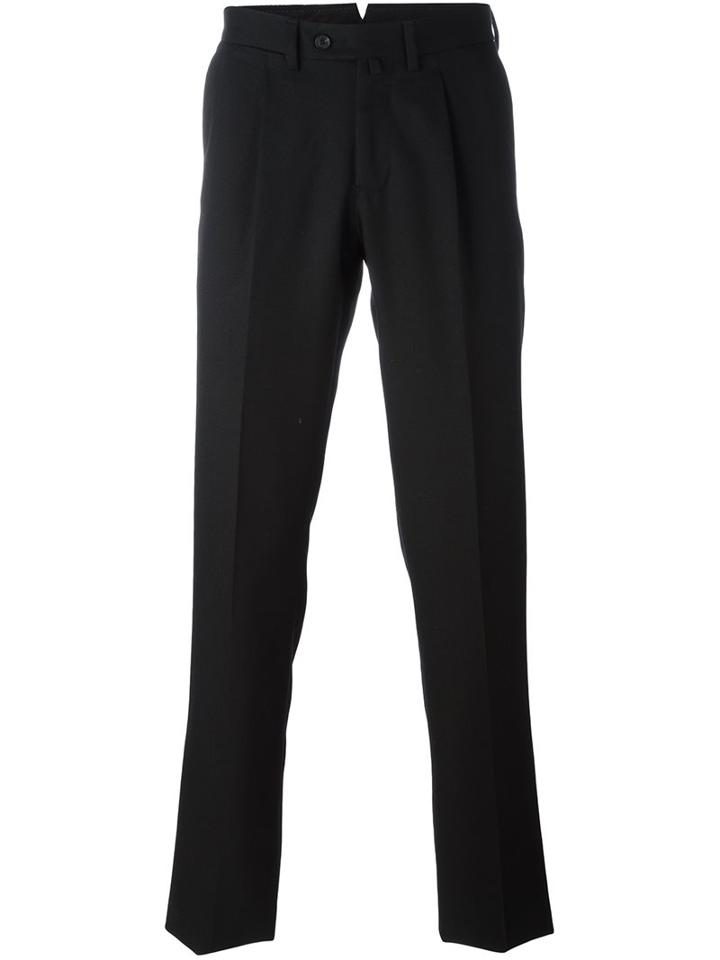 Borrelli Pleated Detailing Tailored Trousers, Men's, Size: 50, Black, Cotton/polyester/virgin Wool