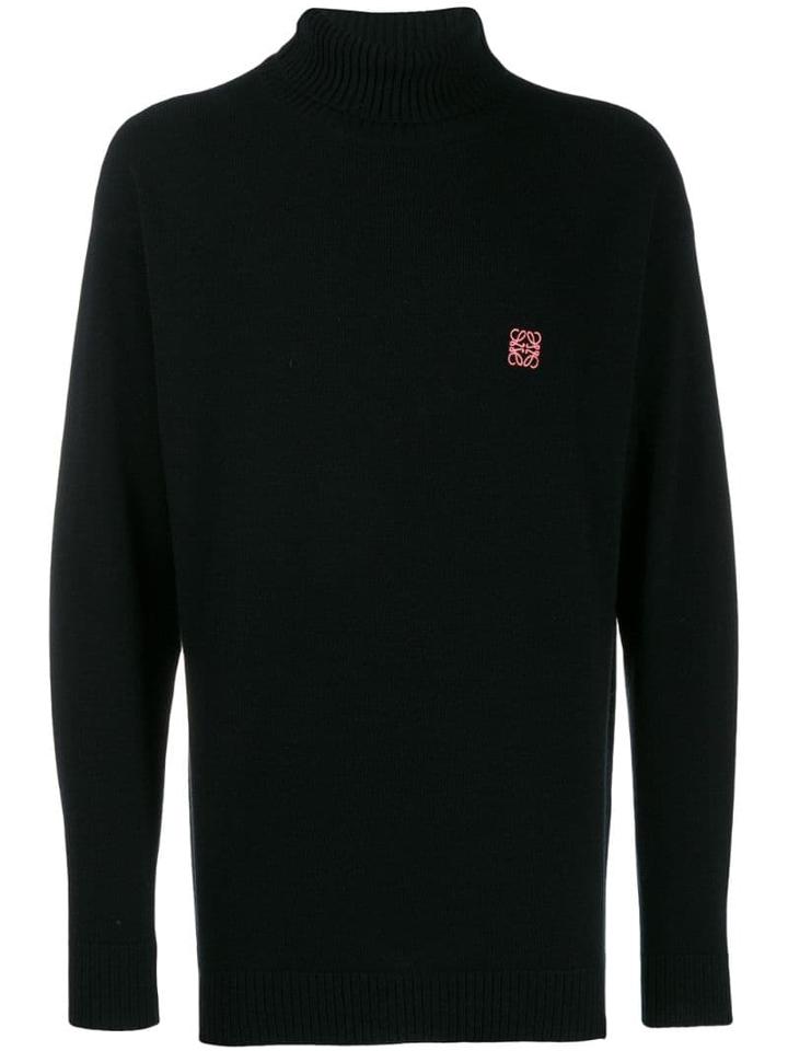 Loewe Embroidered Logo Roll-neck Jumper - Black