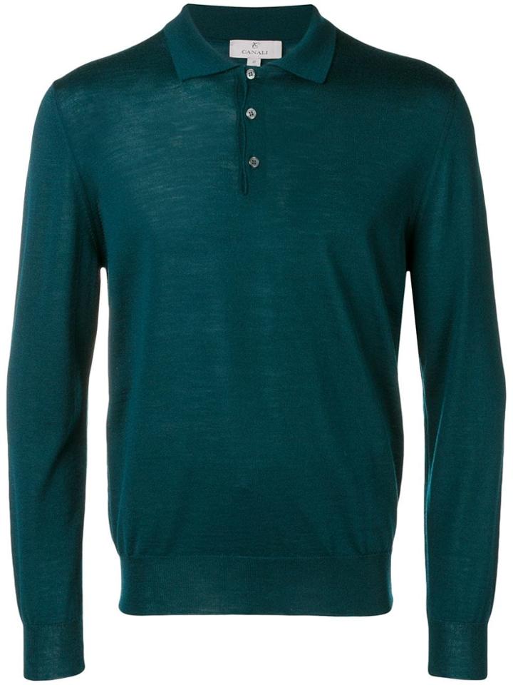 Canali Longsleeved Jersey Polo - Green