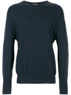 N.peal The Oxford Round Neck 1ply Jumper - Blue