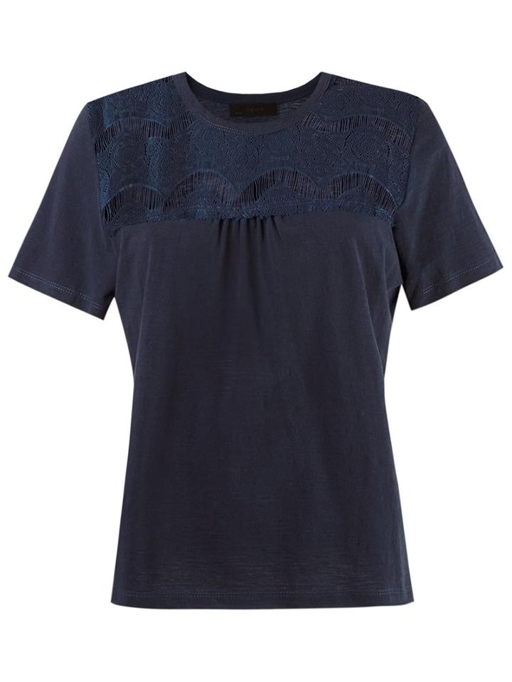 Talie Nk Lace Insert Top, Size: Medium, Blue, Cotton