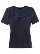 Talie Nk Lace Insert Top, Size: Medium, Blue, Cotton