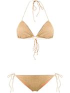 Oseree Lumière Metallic Triangle Bikini - Gold