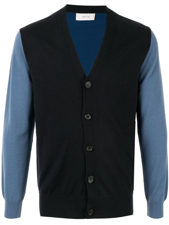 Cerruti 1881 Contrast Sleeve Cardigan - Blue