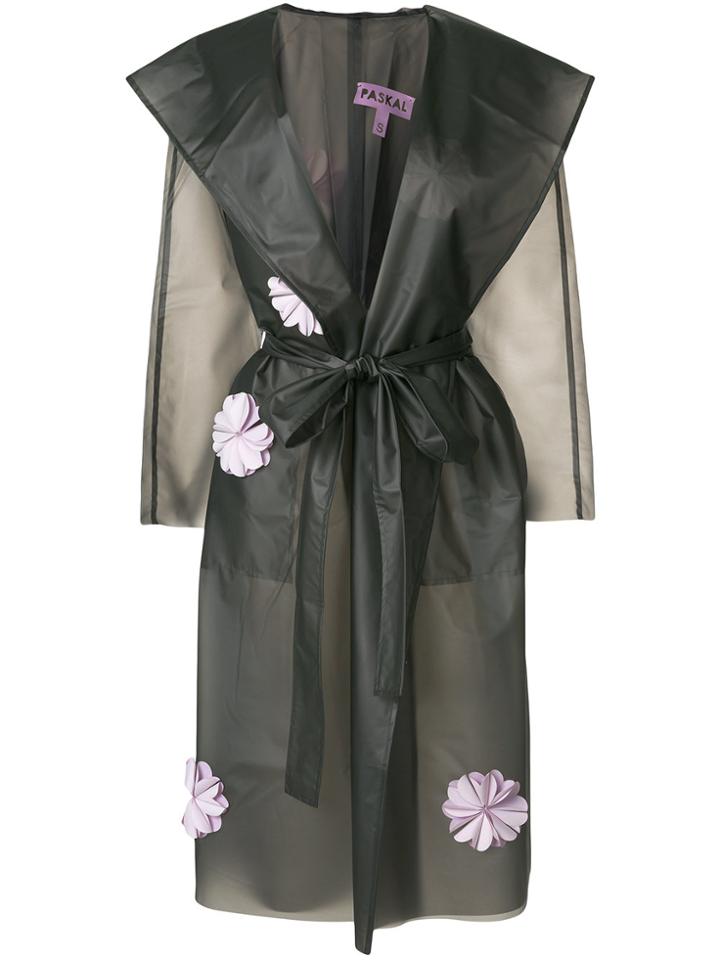 Paskal Translucent Appliqué Raincoat - Black