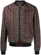 Dolce & Gabbana Floral & Pistol Print Bomber Jacket, Men's, Size: 54, Red, Polyamide/polyester